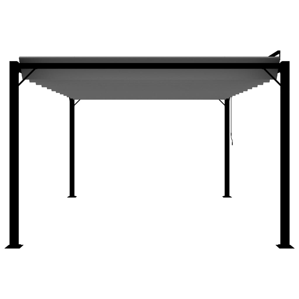 Gazebo con Tetto a Lamelle 3x4 m in Tessuto Antracite/Alluminio