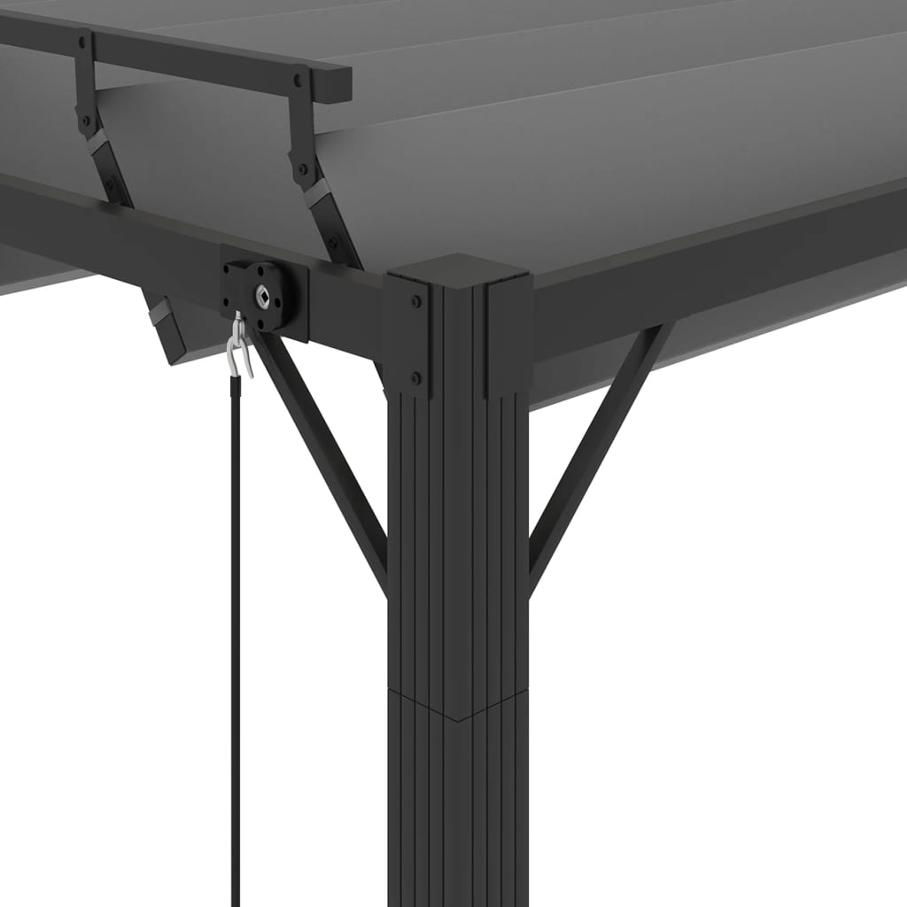 Gazebo con Tetto a Lamelle 3x4 m in Tessuto Antracite/Alluminio