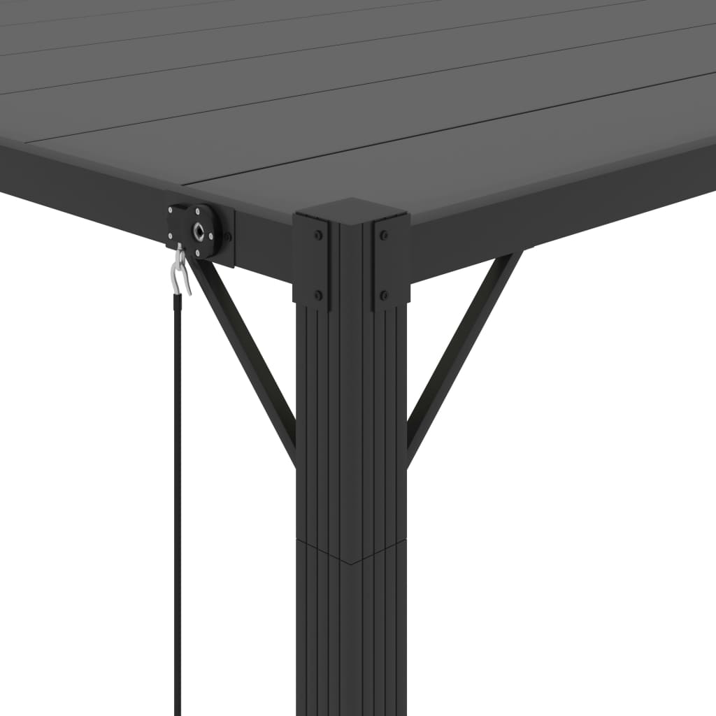 Gazebo con Tetto a Lamelle 3x4 m in Tessuto Antracite/Alluminio
