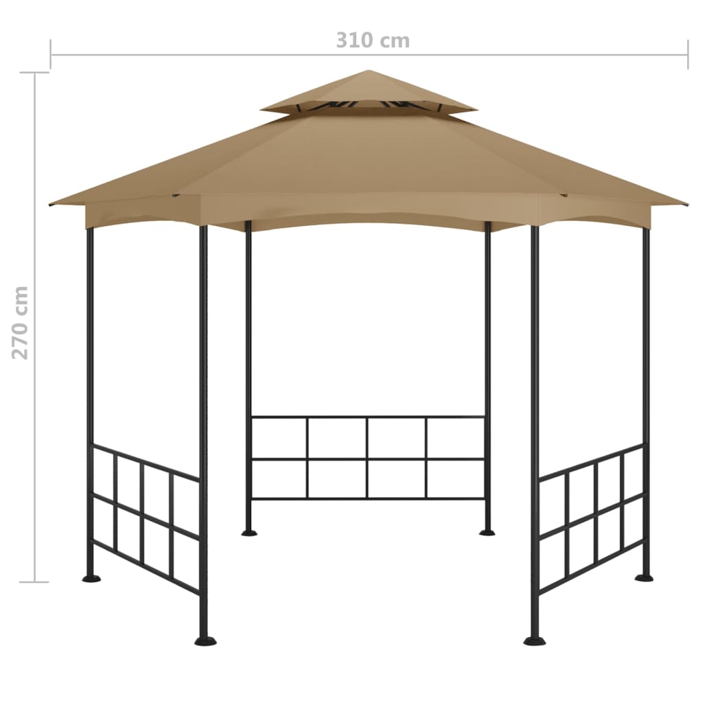 Gazebo con Pareti Laterali 3,1x2,7 m Tortora