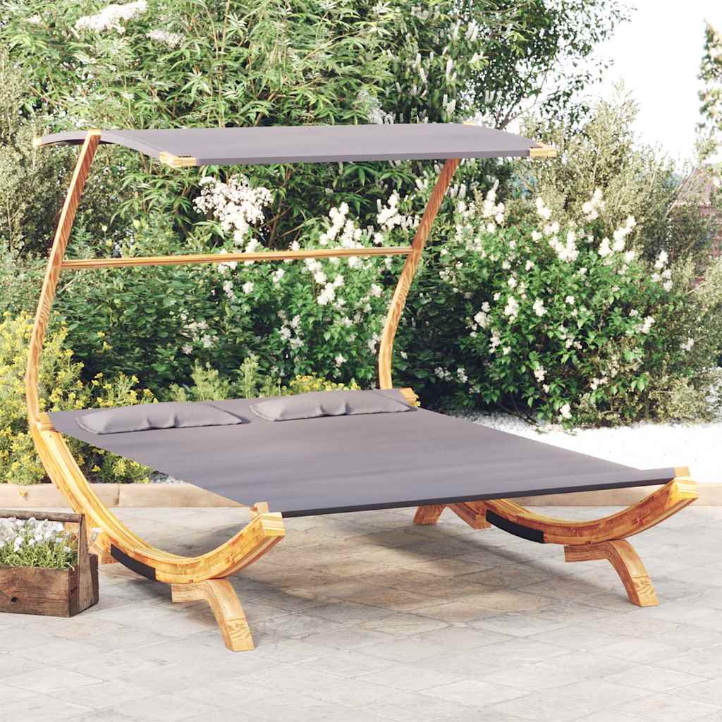 Lettino con Tettuccio 165x203x138 cm in Legno Curvato Antracite