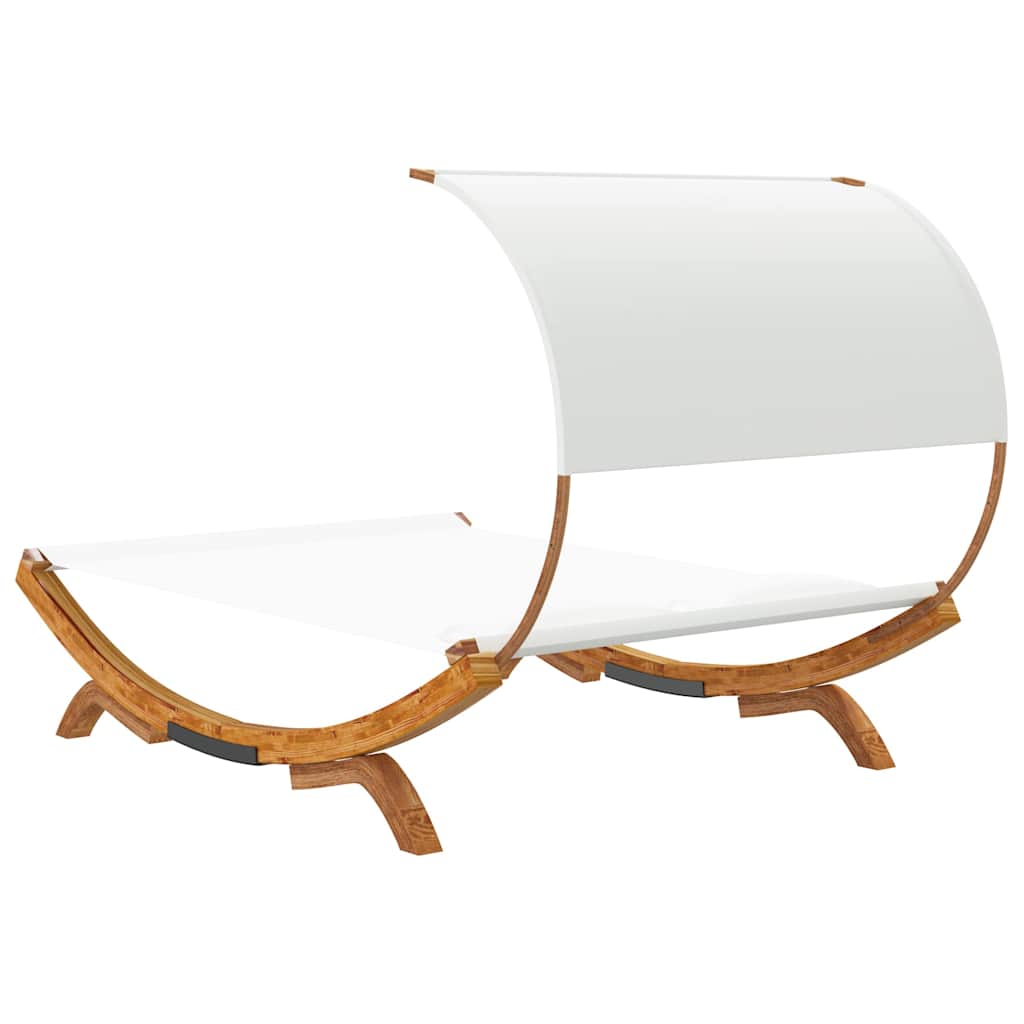 Lettino con Tettuccio 165x203x126 cm in Legno Curvato Crema