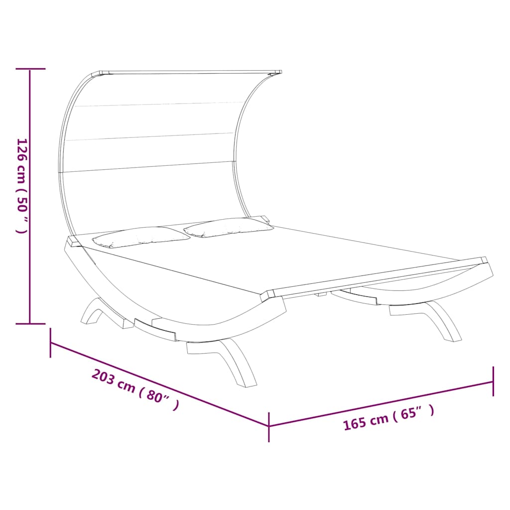 Lettino con Tettuccio 165x203x126 cm in Legno Curvato Crema