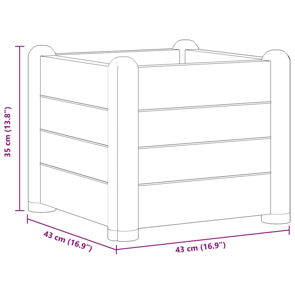 Letto Rialzato da Giardino in PP Antracite 43x43x35 cm