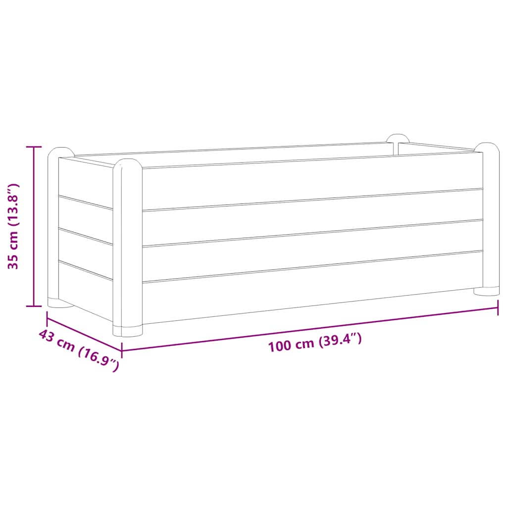Letto Rialzato da Giardino in PP Antracite 100x43x35 cm