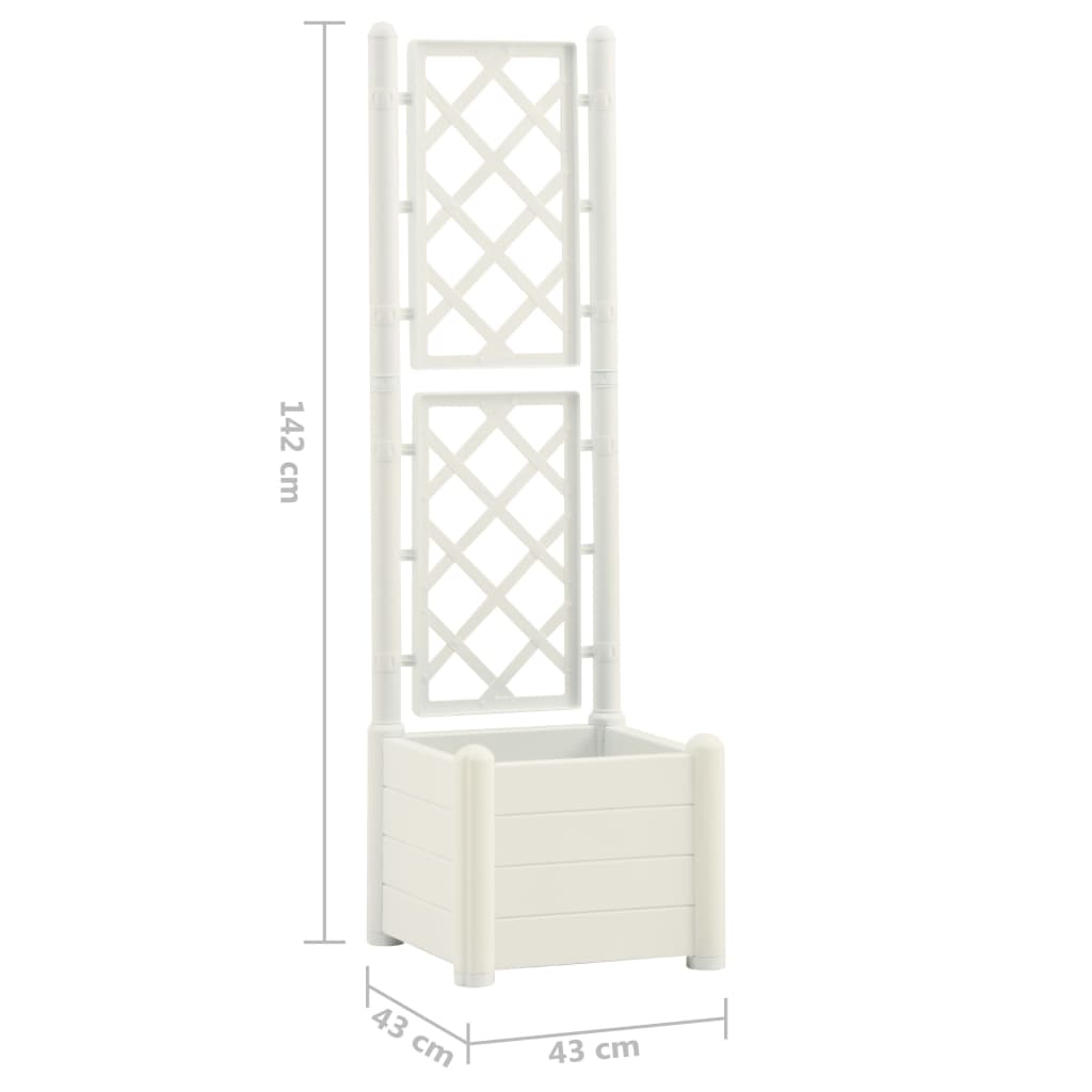 Fioriera da Giardino con Graticcio 43x43x142 cm PP Bianco