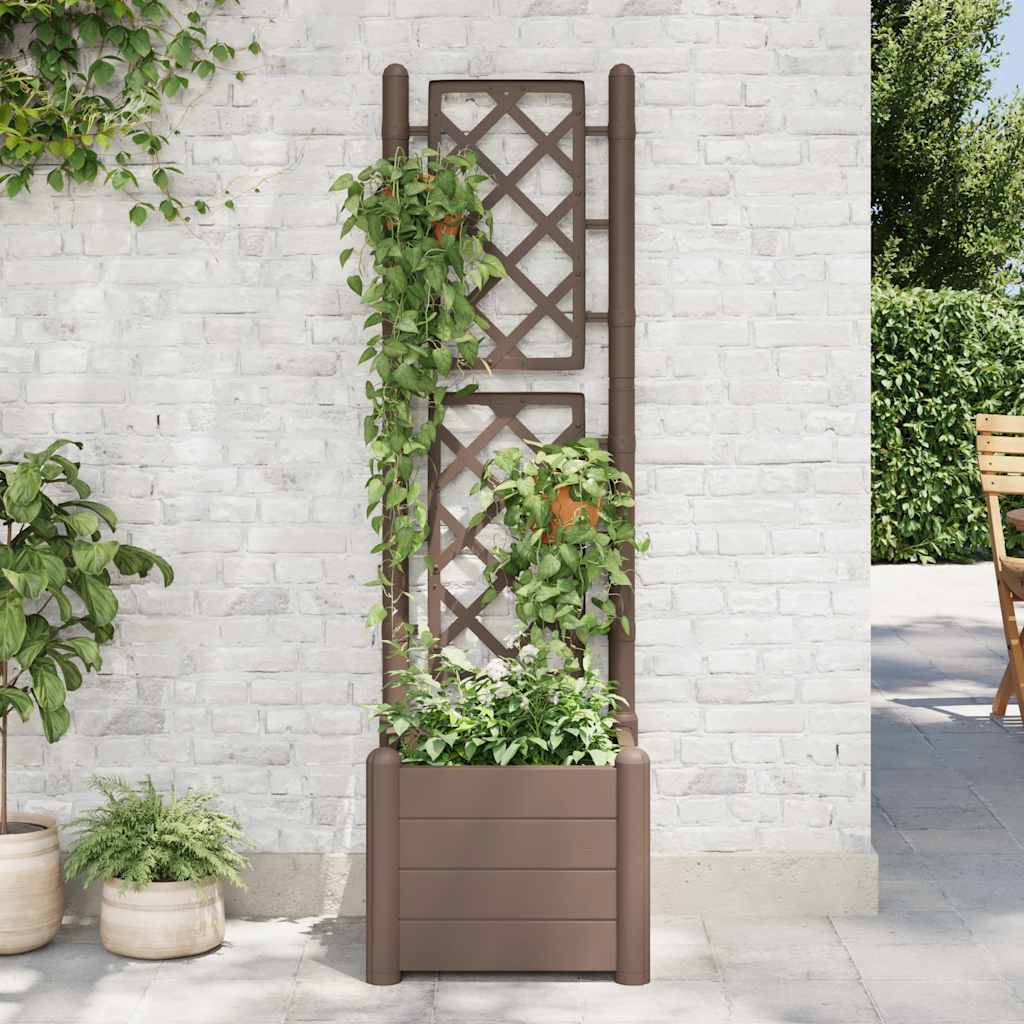 Fioriera da Giardino con Graticcio 43x43x142 cm PP Mocca