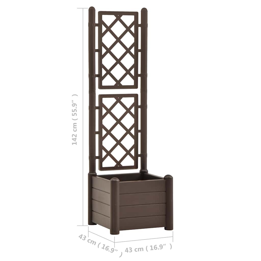 Fioriera da Giardino con Graticcio 43x43x142 cm PP Mocca