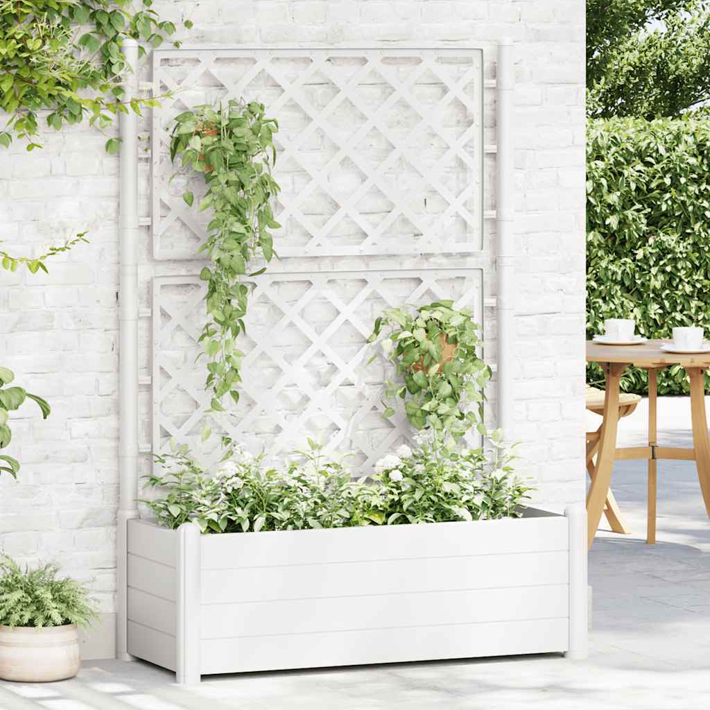 Fioriera da Giardino con Graticcio 100x43x142 cm PP Bianco