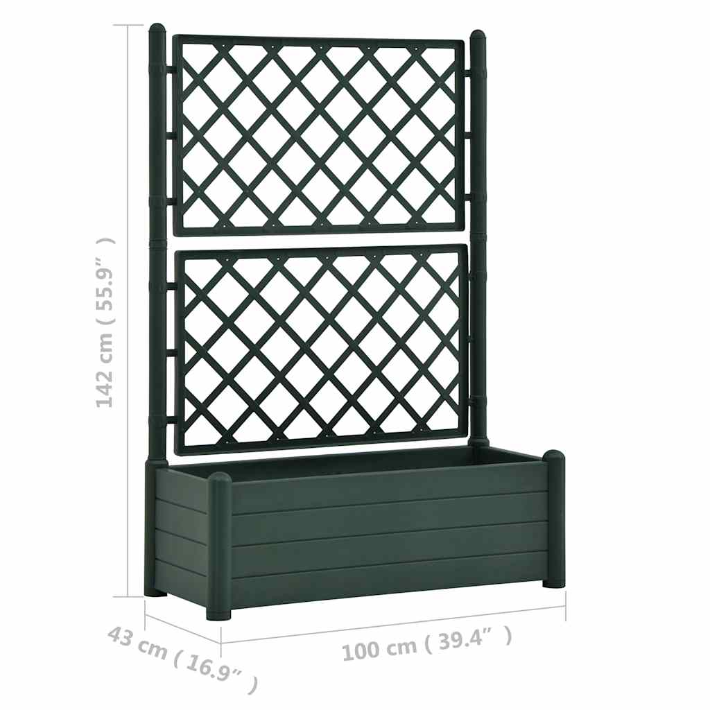 Fioriera da Giardino con Graticcio 100x43x142 cm PP Verde