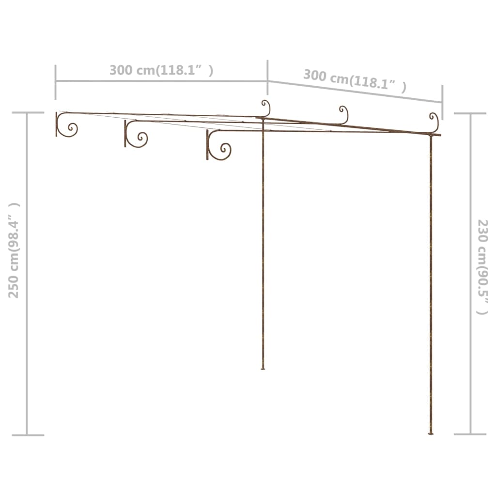 Pergolato da Giardino Marrone Anticato 3x3x2,5 m in Ferro
