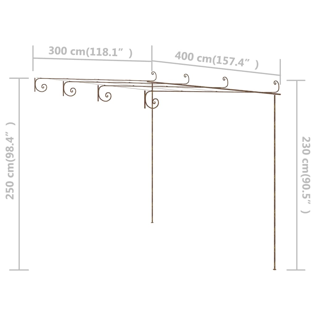 Pergolato da Giardino Marrone Anticato 4x3x2,5 m in Ferro