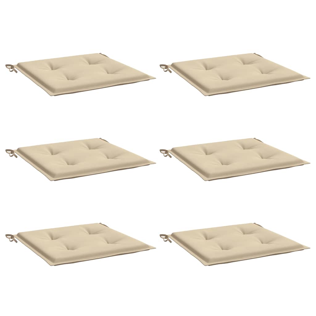 Cuscini per Sedia 6 pz Beige 40x40x3 cm in Tessuto Oxford