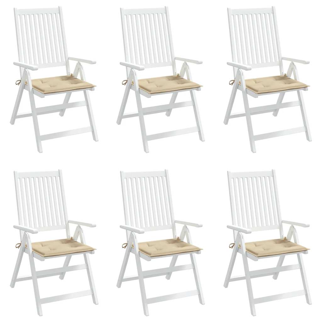 Cuscini per Sedia 6 pz Beige 40x40x3 cm in Tessuto Oxford