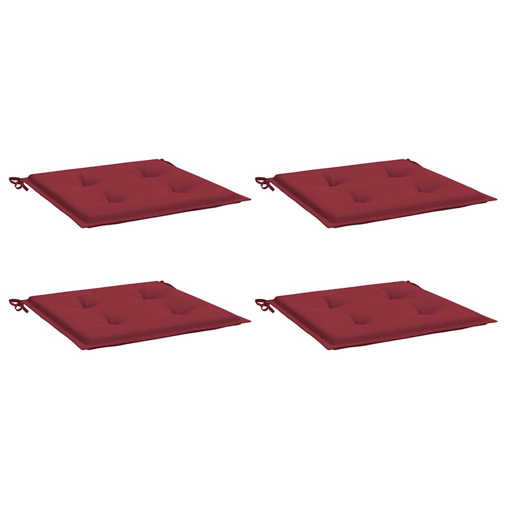 Cuscini per Sedia 4 pz Rosso Vino 40x40x3 cm in Tessuto Oxford