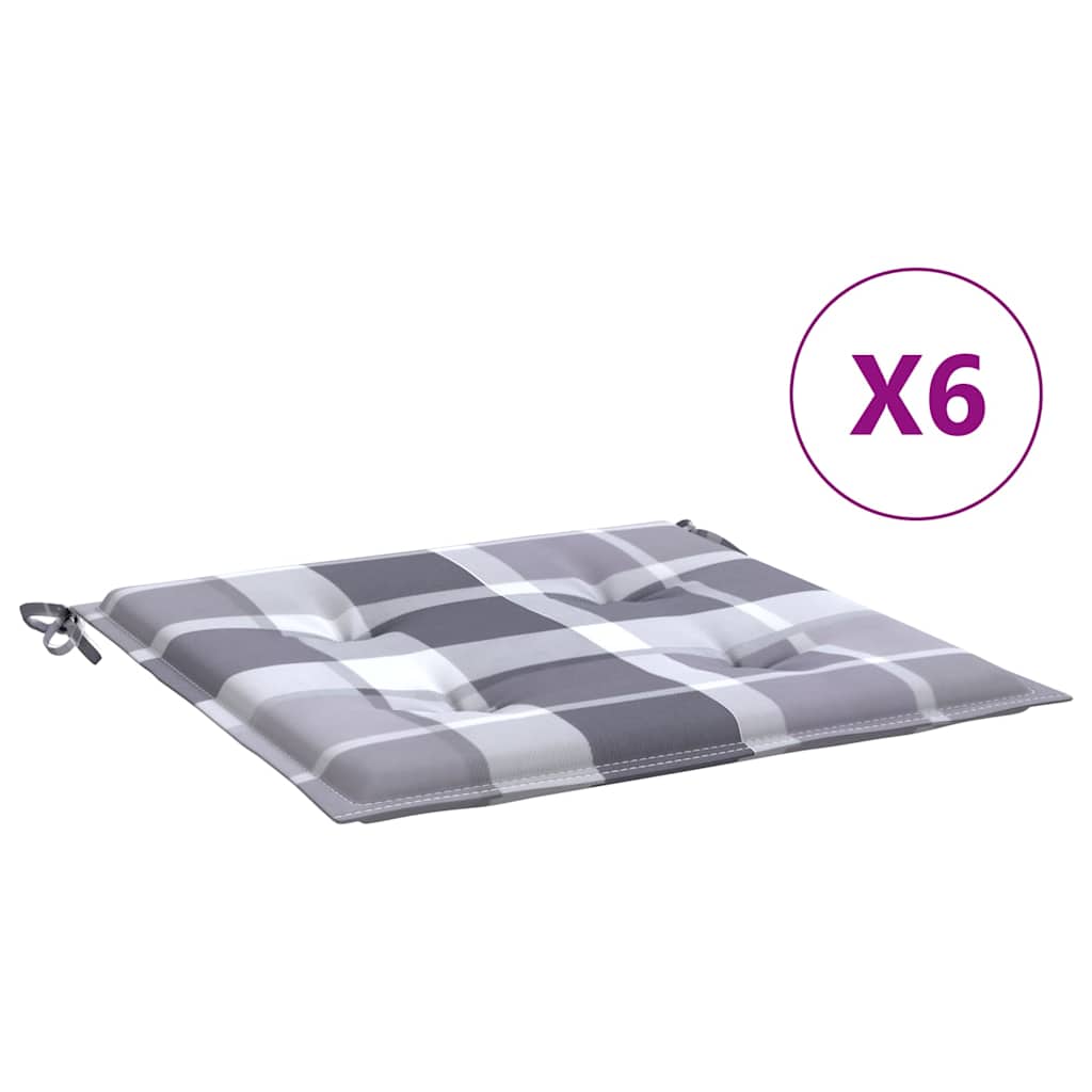 Cuscini per Sedia 6 pz a Quadri Grigi 40x40x3cm Tessuto Oxford