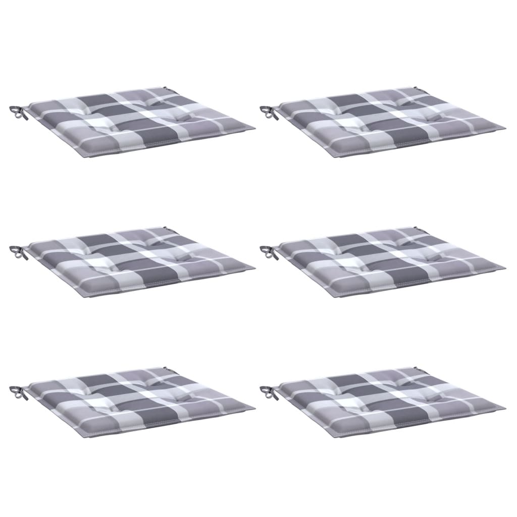 Cuscini per Sedia 6 pz a Quadri Grigi 40x40x3cm Tessuto Oxford