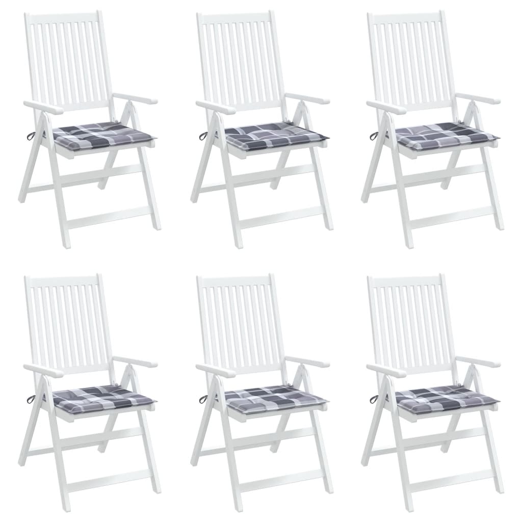 Cuscini per Sedia 6 pz a Quadri Grigi 40x40x3cm Tessuto Oxford