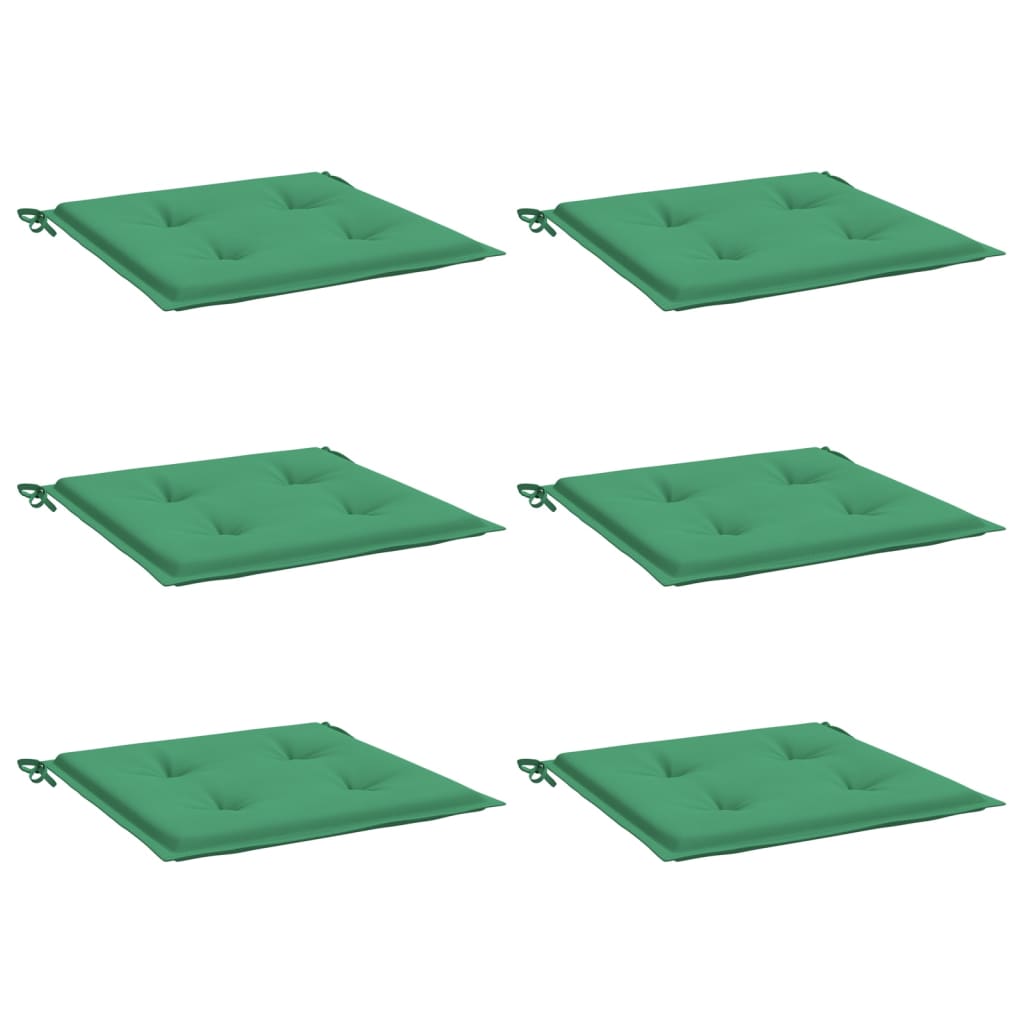 Cuscini per Sedia 6 pz Verdi 50x50x3 cm in Tessuto Oxford