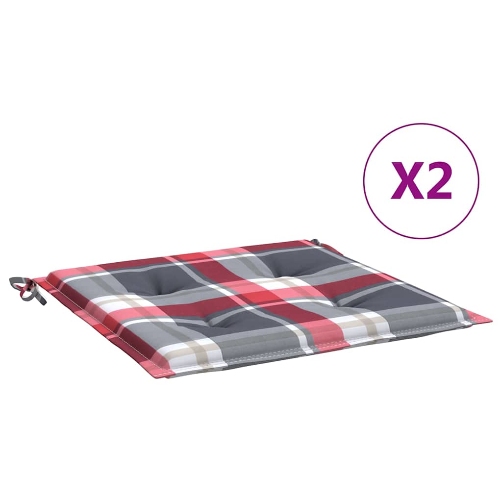 Cuscini per Sedia 2 pz a Quadri Rossi 50x50x3 cm Tessuto Oxford