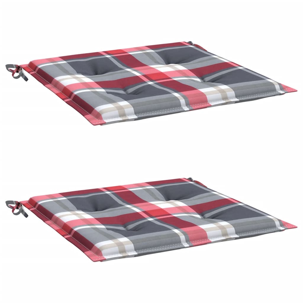 Cuscini per Sedia 2 pz a Quadri Rossi 50x50x3 cm Tessuto Oxford
