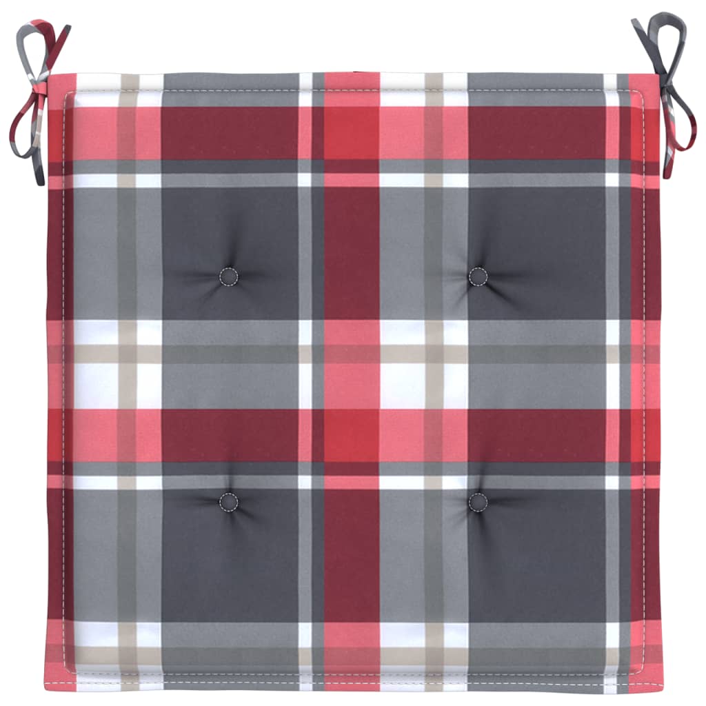 Cuscini per Sedia 2 pz a Quadri Rossi 50x50x3 cm Tessuto Oxford