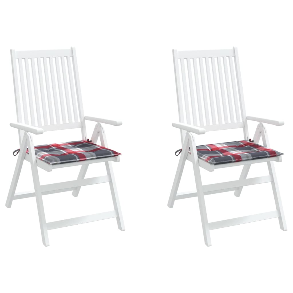 Cuscini per Sedia 2 pz a Quadri Rossi 50x50x3 cm Tessuto Oxford