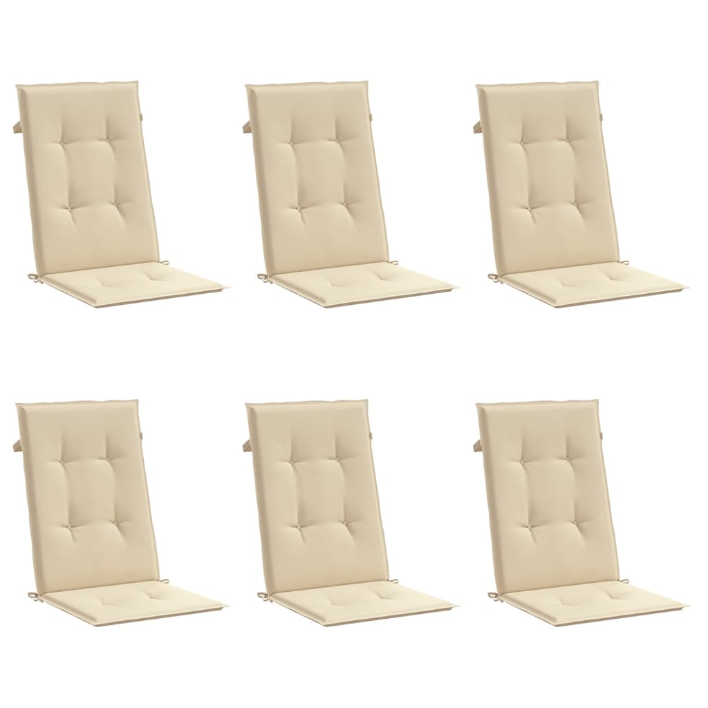 Cuscini per Sedie 6 pz Beige 120x50x3 cm in Tessuto