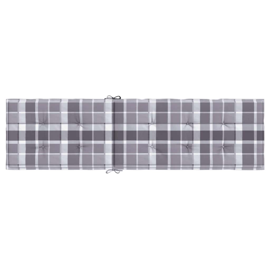 Cuscino per Sedia a Sdraio Grigio a Quadri (75+105)x50x4 cm