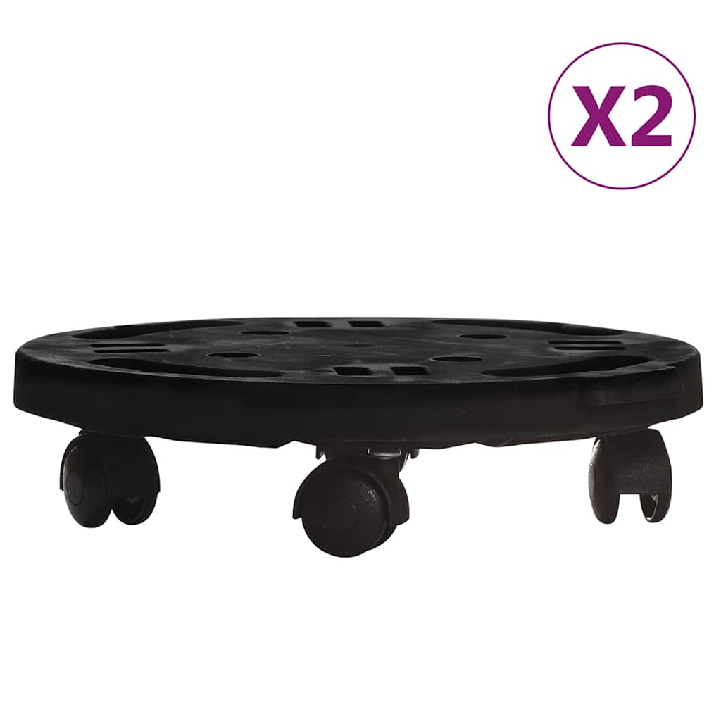Carrelli per Piante con Ruote 2 pz Diametro 30 cm Neri 170 kg
