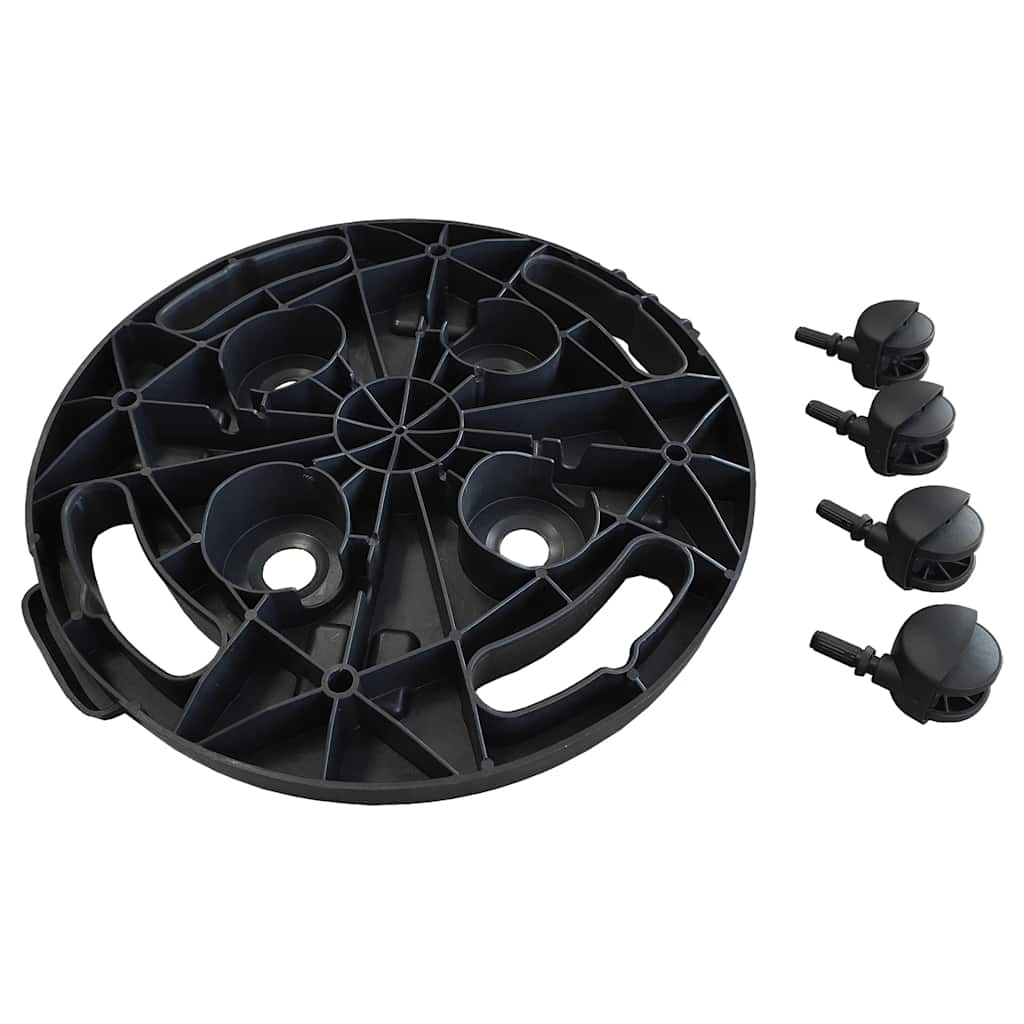 Carrelli per Piante con Ruote 5 pz Diametro 30 cm Neri 170 kg