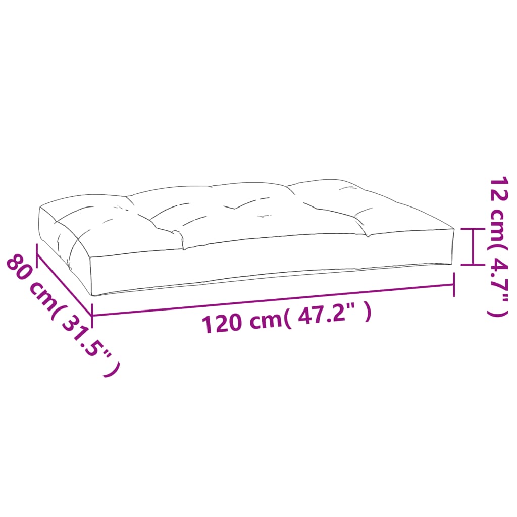 Cuscino per Pallet Blu 120x80x12 cm in Tessuto