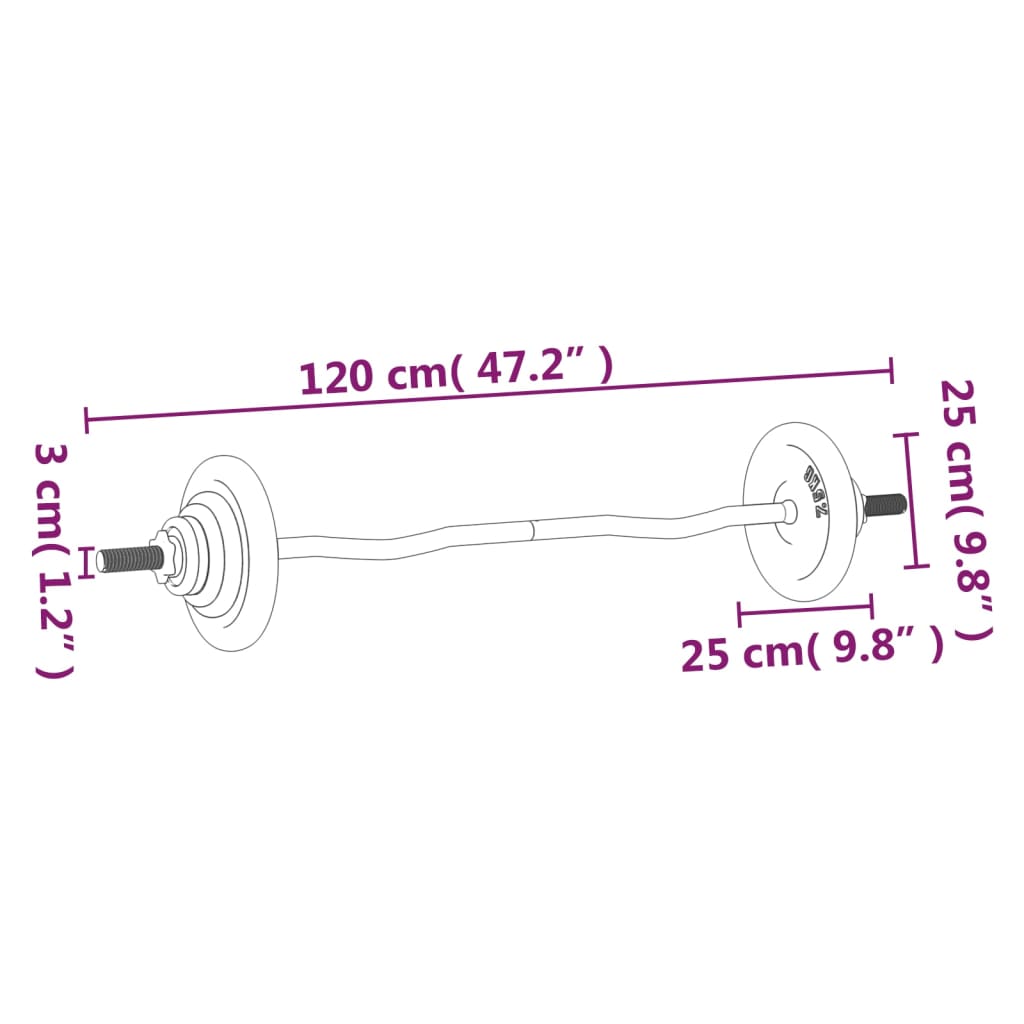 Set Bilanciere con Dischi 60 kg in Ghisa e Acciaio Cromato