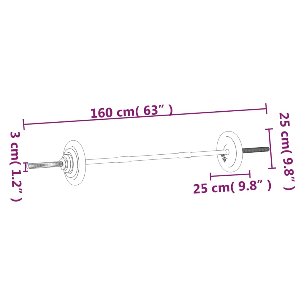 Set Bilanciere con Dischi 90 kg in Ghisa