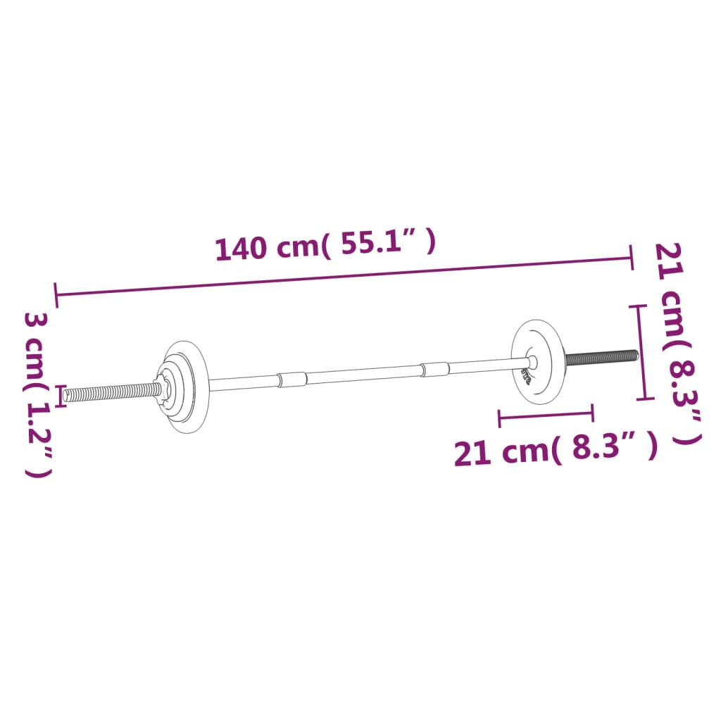 Set Bilanciere e Manubri con Dischi 60 kg in Ghisa
