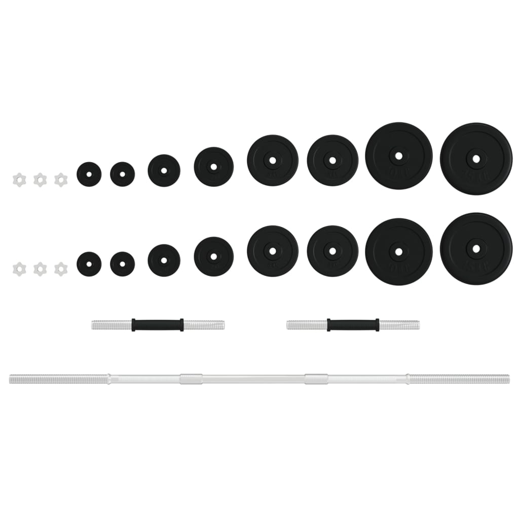 Set Bilanciere e Manubri con Dischi 90 kg in Ghisa