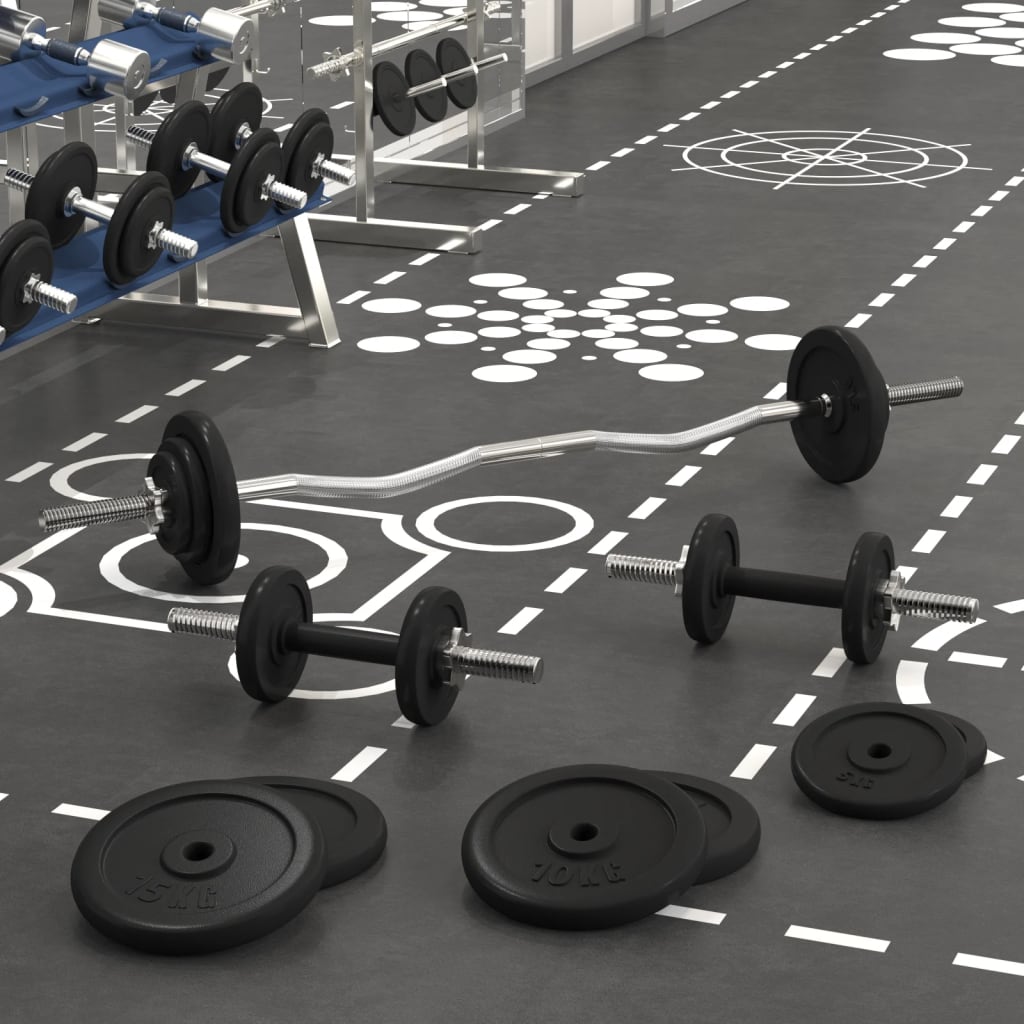 Set Bilanciere e Manubri con Dischi 90 kg in Ghisa