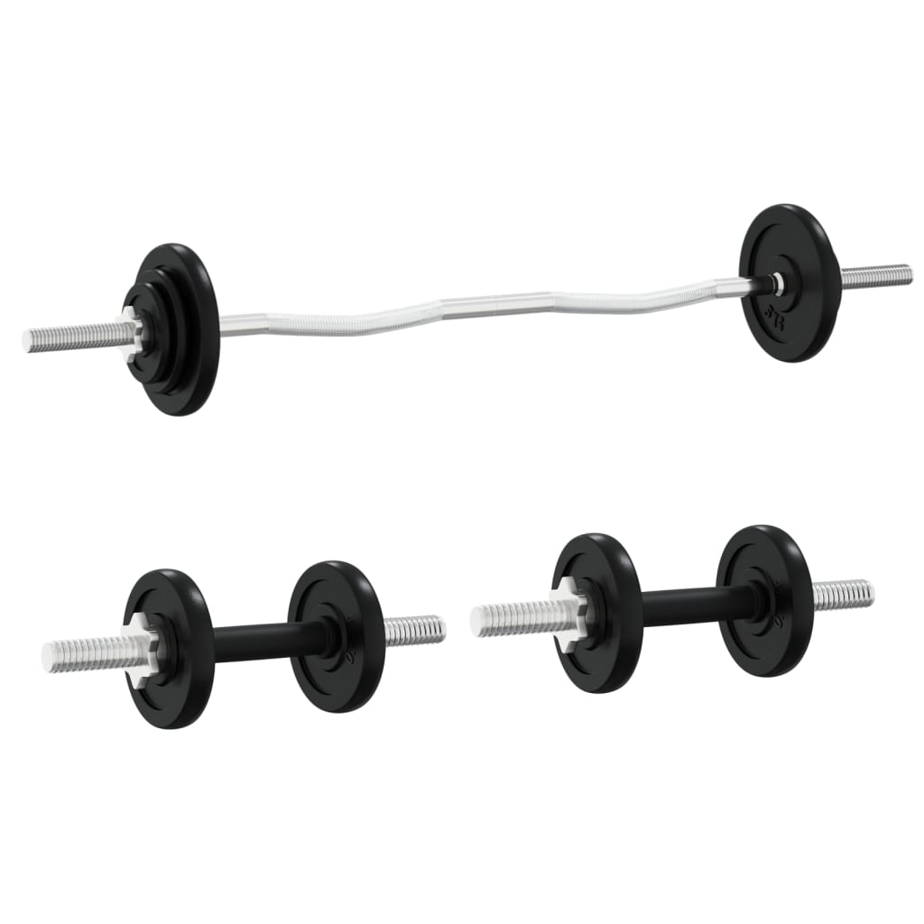 Set Bilanciere e Manubri con Dischi 90 kg in Ghisa