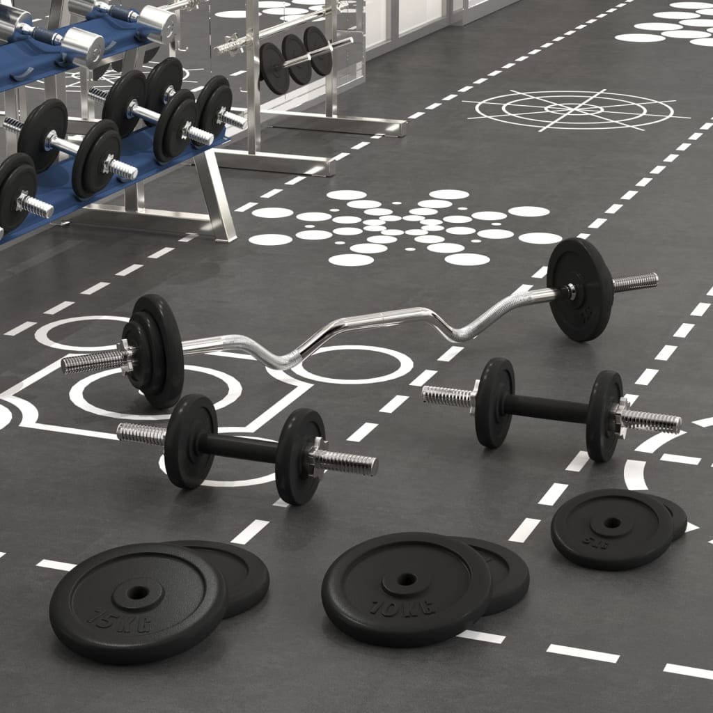 Set Bilanciere e Manubri con Dischi 90 kg in Ghisa