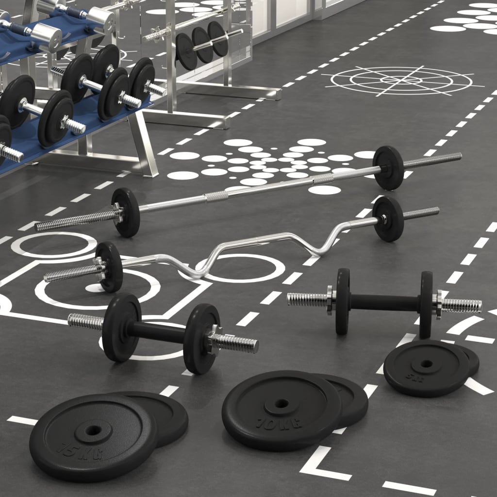 Set Bilanciere e Manubri con Dischi 120 kg in Ghisa