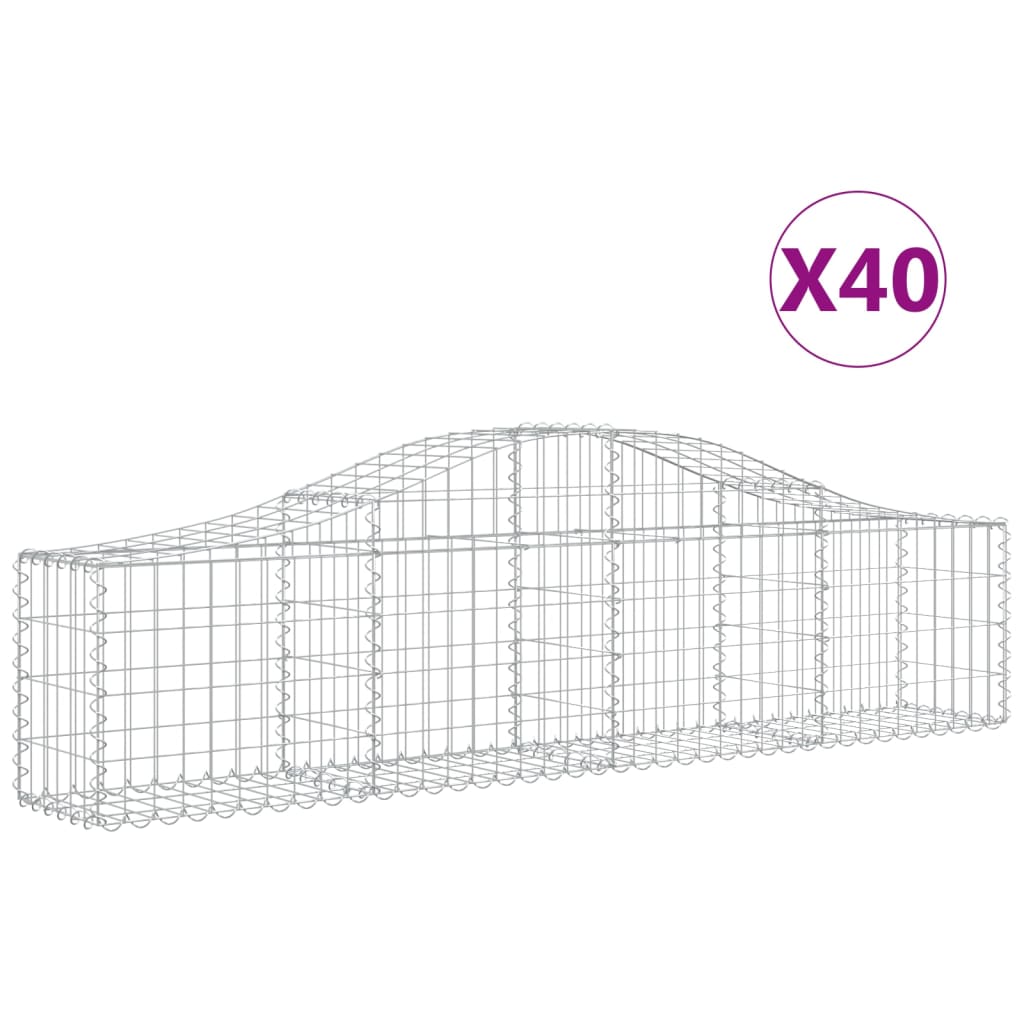 Cesti Gabbioni ad Arco 40 pz 200x30x40/60 cm Ferro Zincato