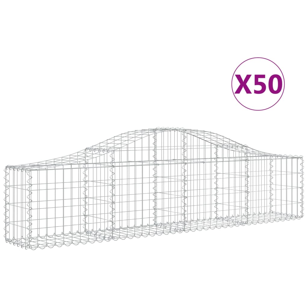 Cesti Gabbioni ad Arco 50 pz Ferro Zincato 200x30x40/60 cm