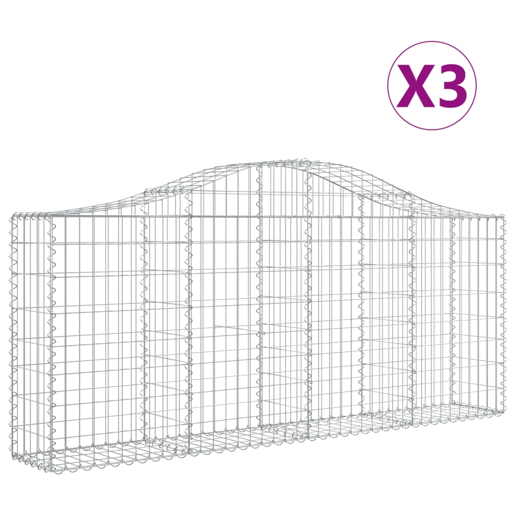 Cesti Gabbioni ad Arco 3 pz 200x30x80/100 cm Ferro Zincato
