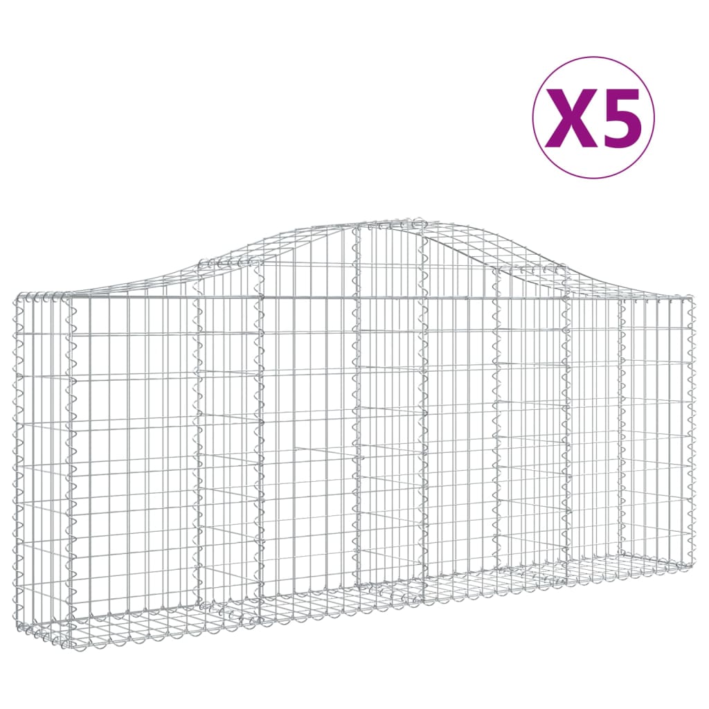 Cesti Gabbioni ad Arco 5 pz 200x30x80/100 cm Ferro Zincato