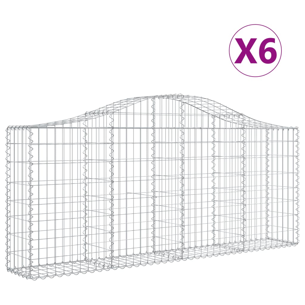 Cesti Gabbioni ad Arco 6 pz 200x30x80/100 cm Ferro Zincato