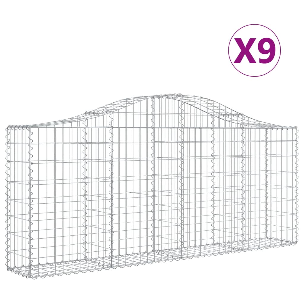 Cesti Gabbioni ad Arco 9 pz 200x30x80/100 cm Ferro Zincato