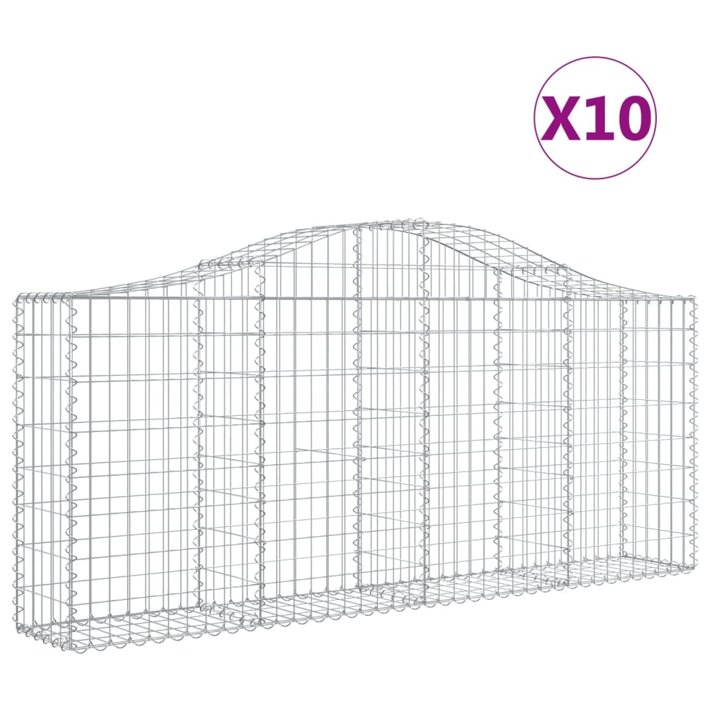 Cesti Gabbioni ad Arco 10 pz 200x30x80/100 cm Ferro Zincato