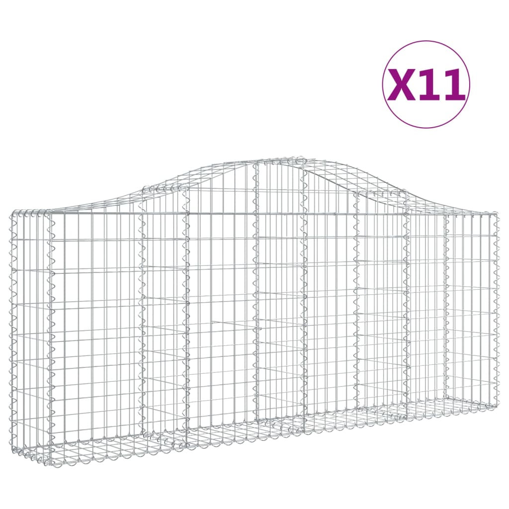 Cesti Gabbioni ad Arco 11 pz 200x30x80/100 cm Ferro Zincato