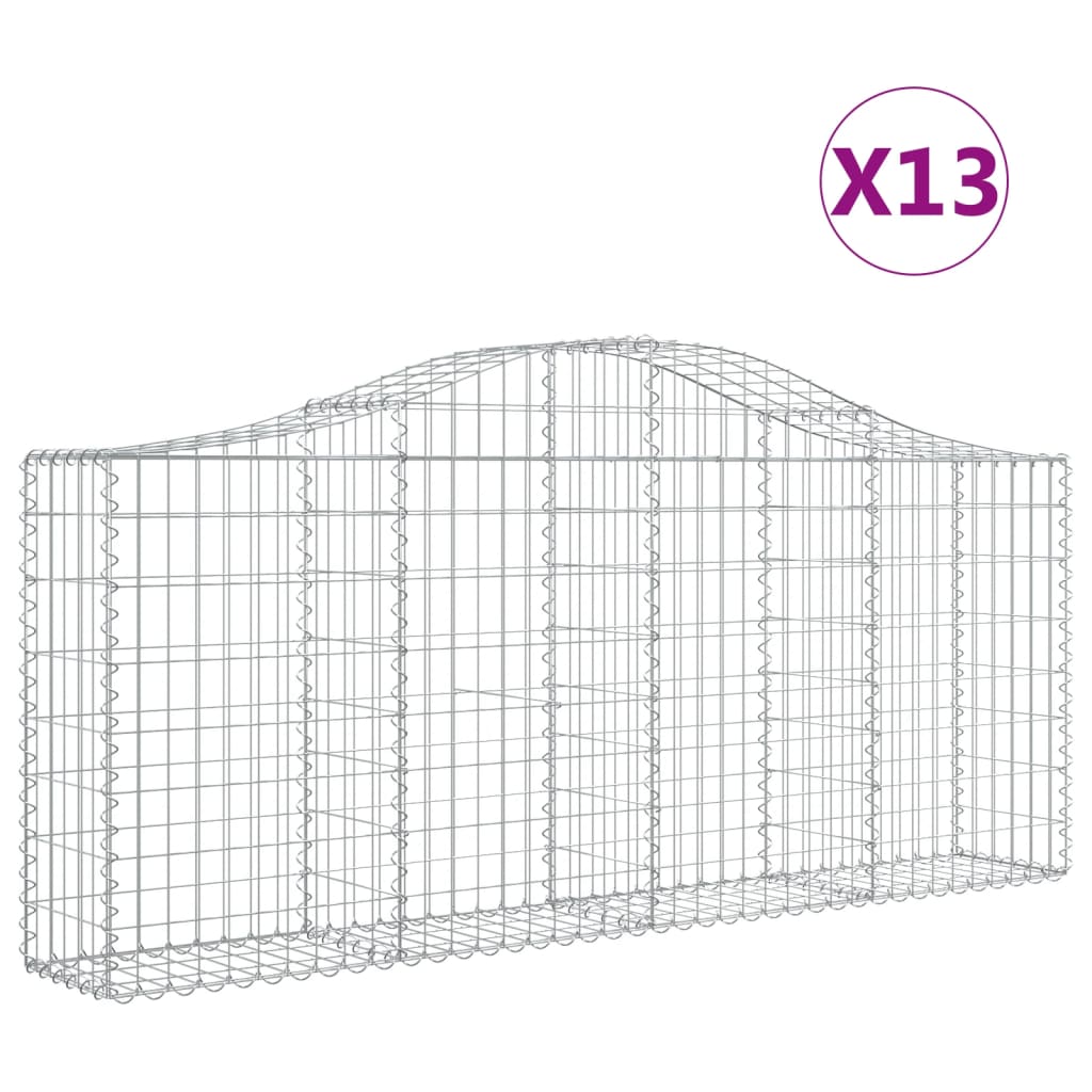 Cesti Gabbioni ad Arco 13 pz 200x30x80/100 cm Ferro Zincato