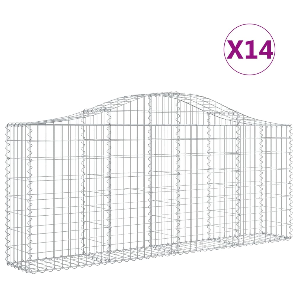 Cesti Gabbioni ad Arco 14 pz 200x30x80/100 cm Ferro Zincato